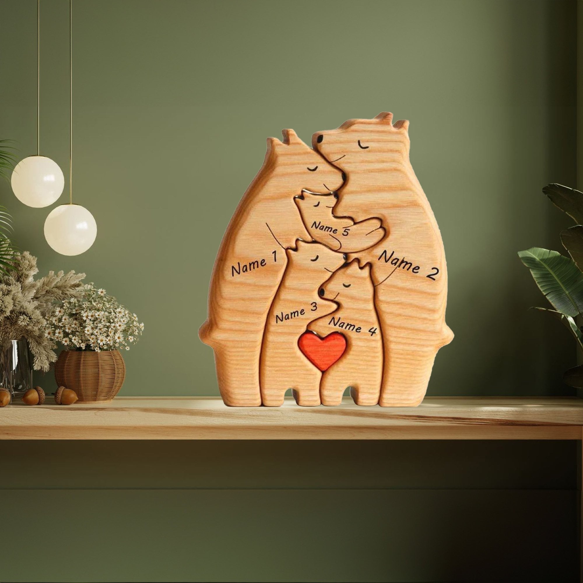 処分価格‼️貔貅❤カルサイト❤ファミリー❤家族セット❤台座付き Personalized Wooden Bear Family Puzzle Keepsake | KKDec12 – KisssKids