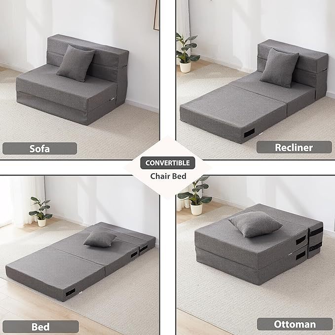 Folding sofa bed with pillow