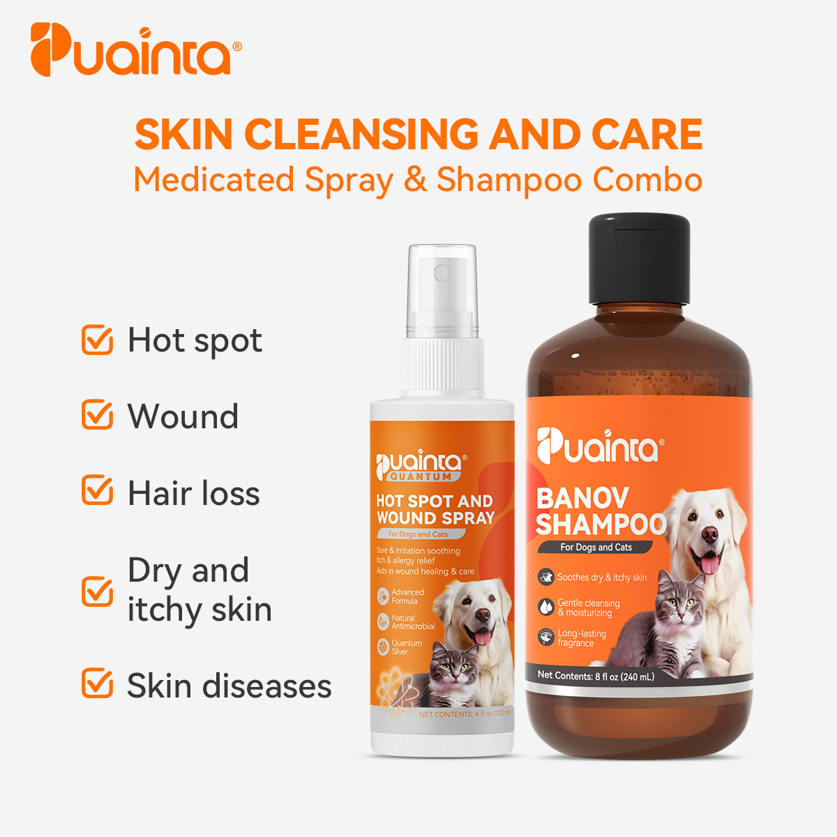 Puainta® Pipot Skin Spray+Deworming Medicine ,Effective treatment for mange in dogs . 
