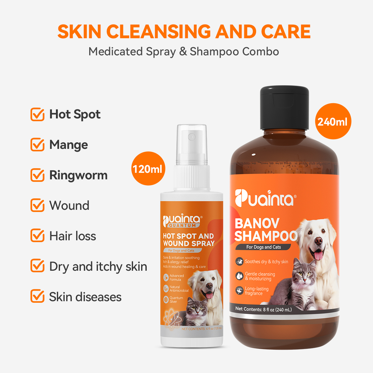 Pipot Skin Spray,for Dogs and Cats for Itchy Skin and Mange - Puainta
