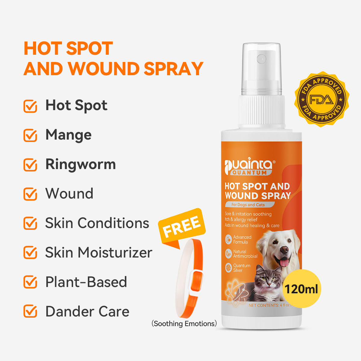 Puainta® Quantum Skin Spray for Dogs/ Cats, Upgraded Pipot Mange Relief