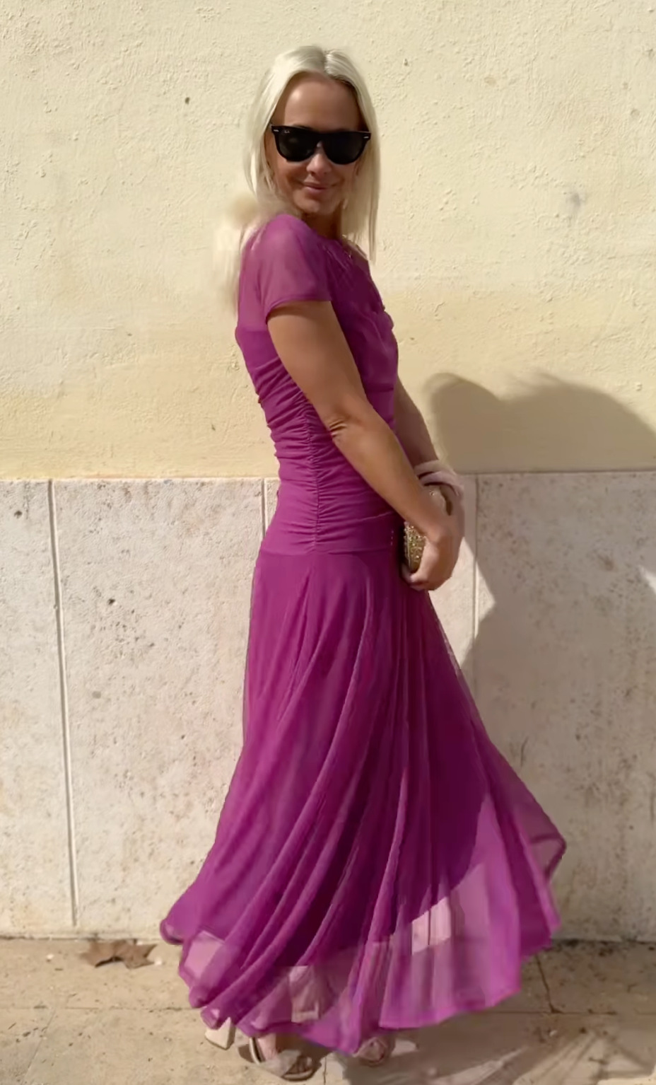 Vestido casual feminino de chiffon com gola redonda e costura-This With This 