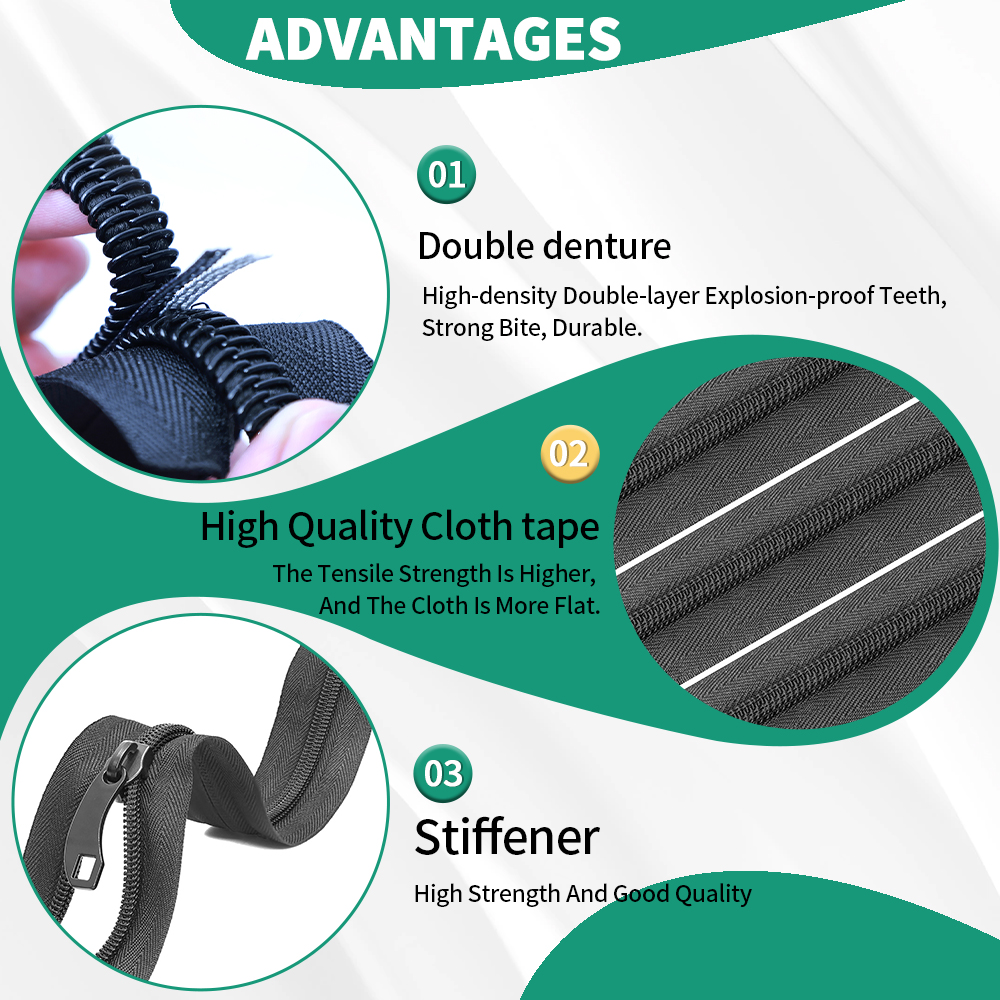 Factory Price Long Chain Nylon Anti-theft Zipper for Luggage customized safe Explosion-proof and vandalism double-layer zipper
