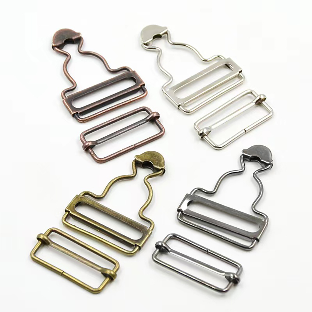 QLQ Factory Price Customized Color And Logo Metal Adjusting Suspender Buckle For Denim Strappy Pants Dress Underwear