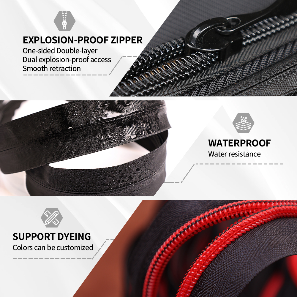 Factory Price Long Chain Nylon Anti-theft Zipper for Luggage customized safe Explosion-proof and vandalism double-layer zipper