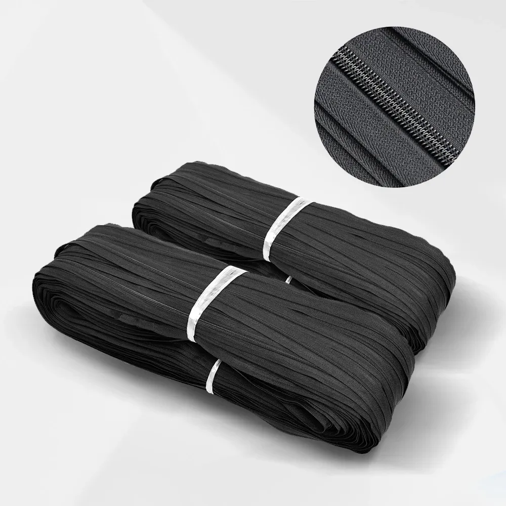 Low Price Black 5# 2.2kg /200 Yard Long Chain Nylon Zipper Rolls India Wholesale For Bag Clothing Widely Used Chains PP PET Zip