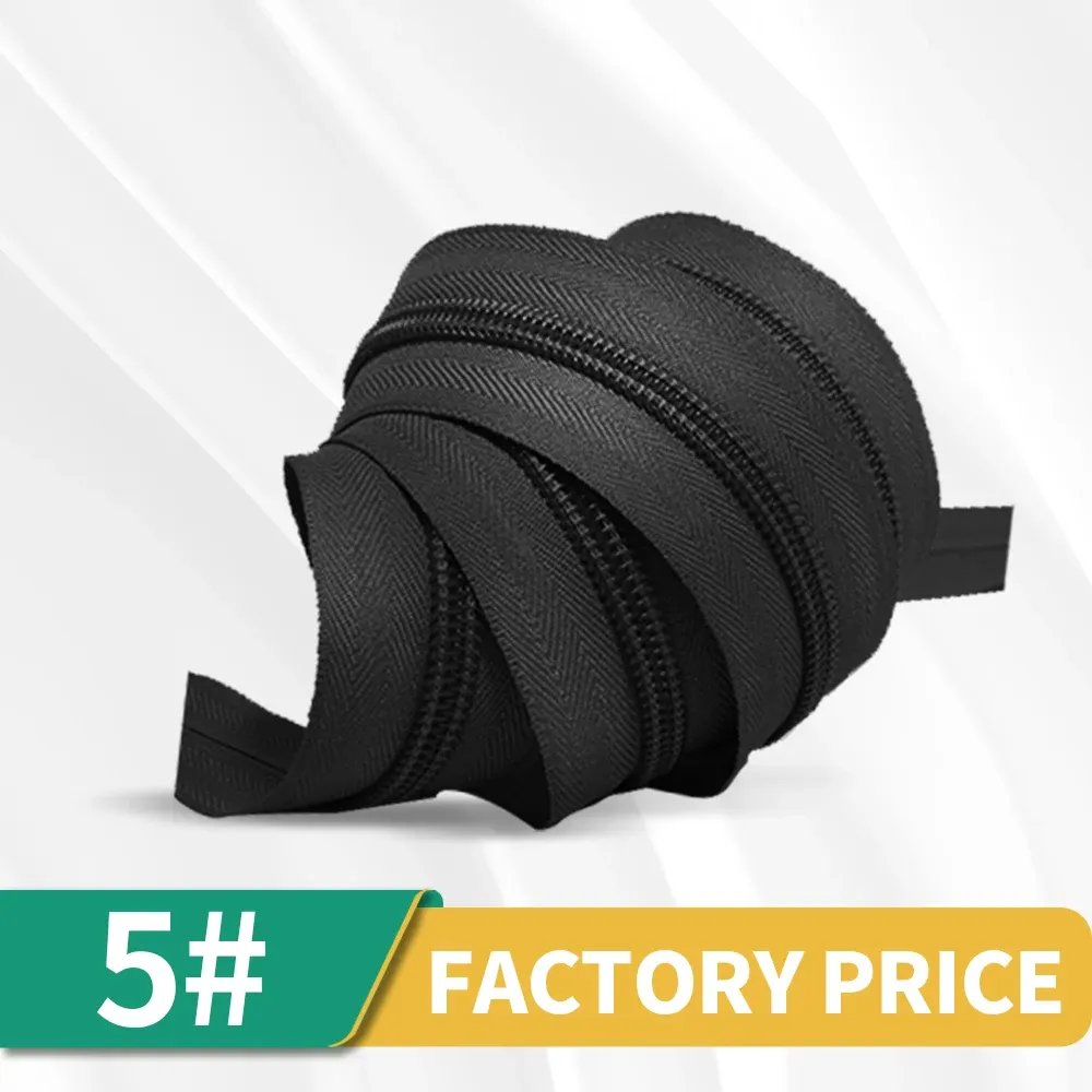 Low Price Black 5# 2.2kg /200 Yard Long Chain Nylon Zipper Rolls India Wholesale For Bag Clothing Widely Used Chains PP PET Zip