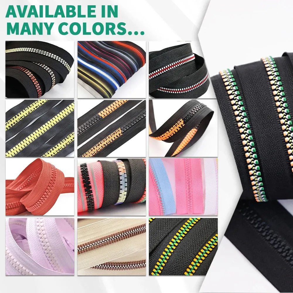 Customization Size Color Long Chain Plastic Zipper Rolls For Clothes Bag A Grade Pom Injection Resin Zip Factory Wholesale Price