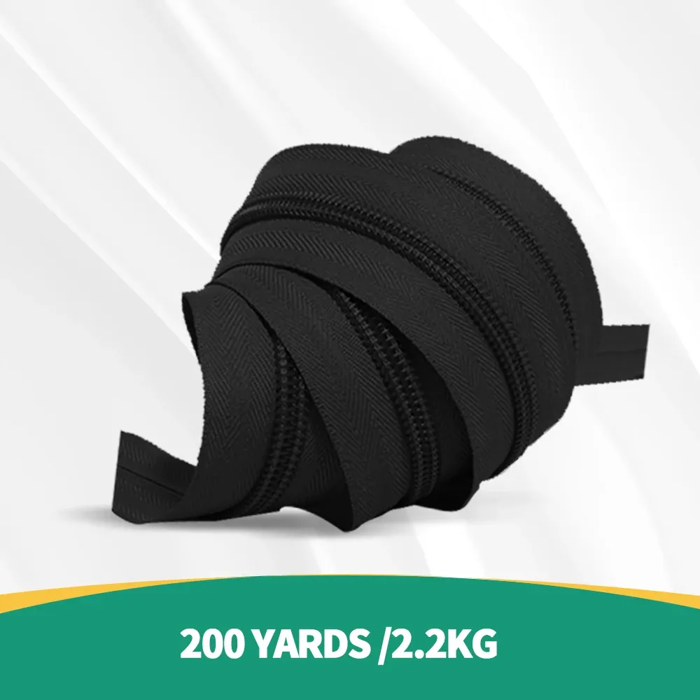 Low Price Black 5# 2.2kg /200 Yard Long Chain Nylon Zipper Rolls India Wholesale For Bag Clothing Widely Used Chains PP PET Zip