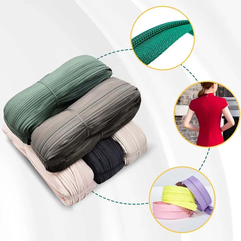 Custom Size Weight Color 3# Long Chain Invisible Zippers Rolls For Dress Pillow Trouser Hidden Zip Chain Factory Wholesale Price