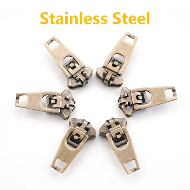 zipper heads brass customized brass zipper pull For Jeans Auto Lock YG Metal Slider Body brass nickel color heads