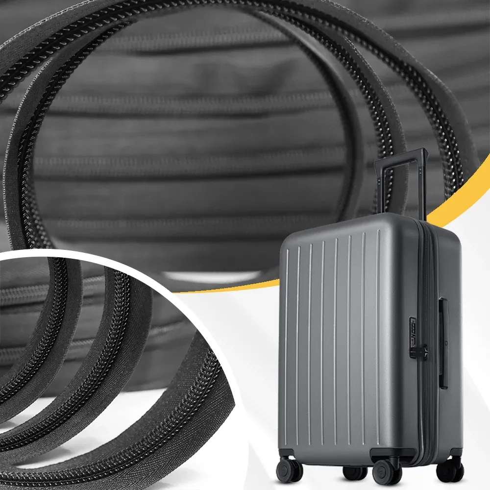 New Style Safety Anti Theft Non-Breakable Explosion-Proof Zipper Roll For High-Grade Luggage Double Chain Teeth Two Layer Zips