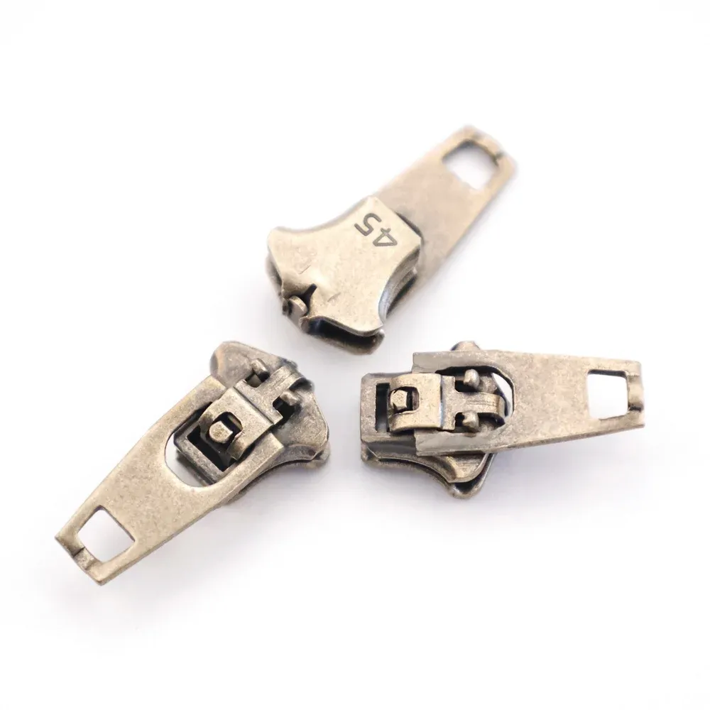 zipper heads brass customized brass zipper pull For Jeans Auto Lock YG Metal Slider Body brass nickel color heads