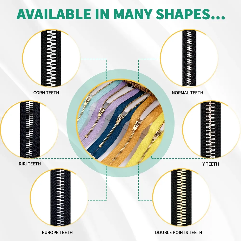 Customized Color Size Metal Zippers Rolls For Clothing Jeans Bags Plating Electroplate Coil Gold Brass Durable Zips Long Chain
