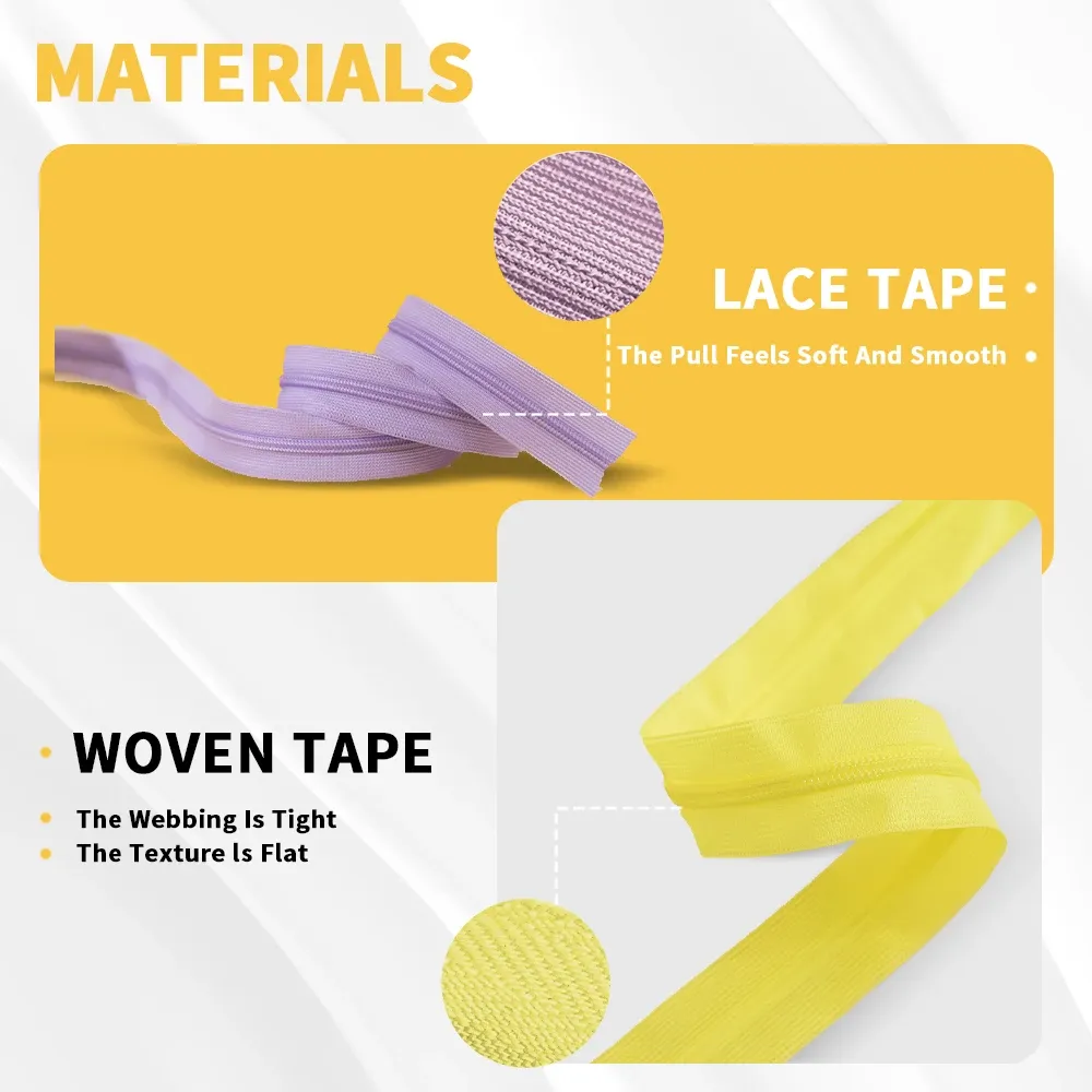 Customized Color Size Reverse Invisible Long Chain Zipper Rolls Lace Woven Cotton Tape For Dress Pants Throw Pillow High Quality