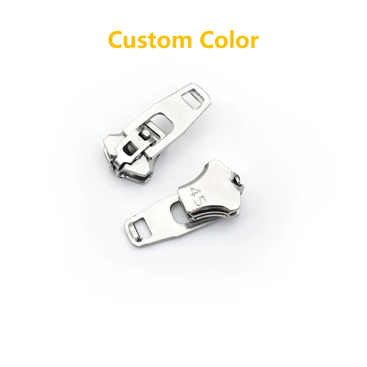 zipper heads brass customized brass zipper pull For Jeans Auto Lock YG Metal Slider Body brass nickel color heads