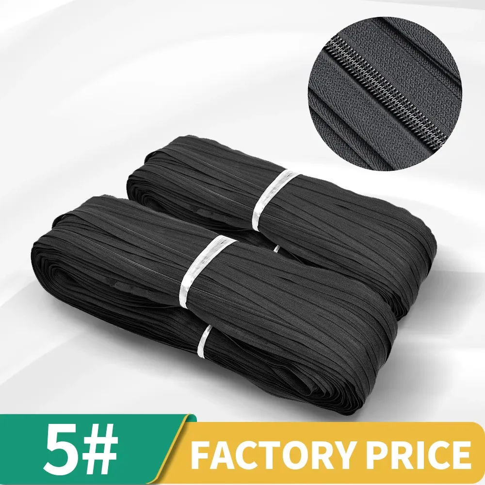 Free Sample Cheap Price Black #5 2.6kg / 200 Yard Long Chain Nylon Zipper Rolls Hot Sale Factory Direct For Bag Clothes Luggage