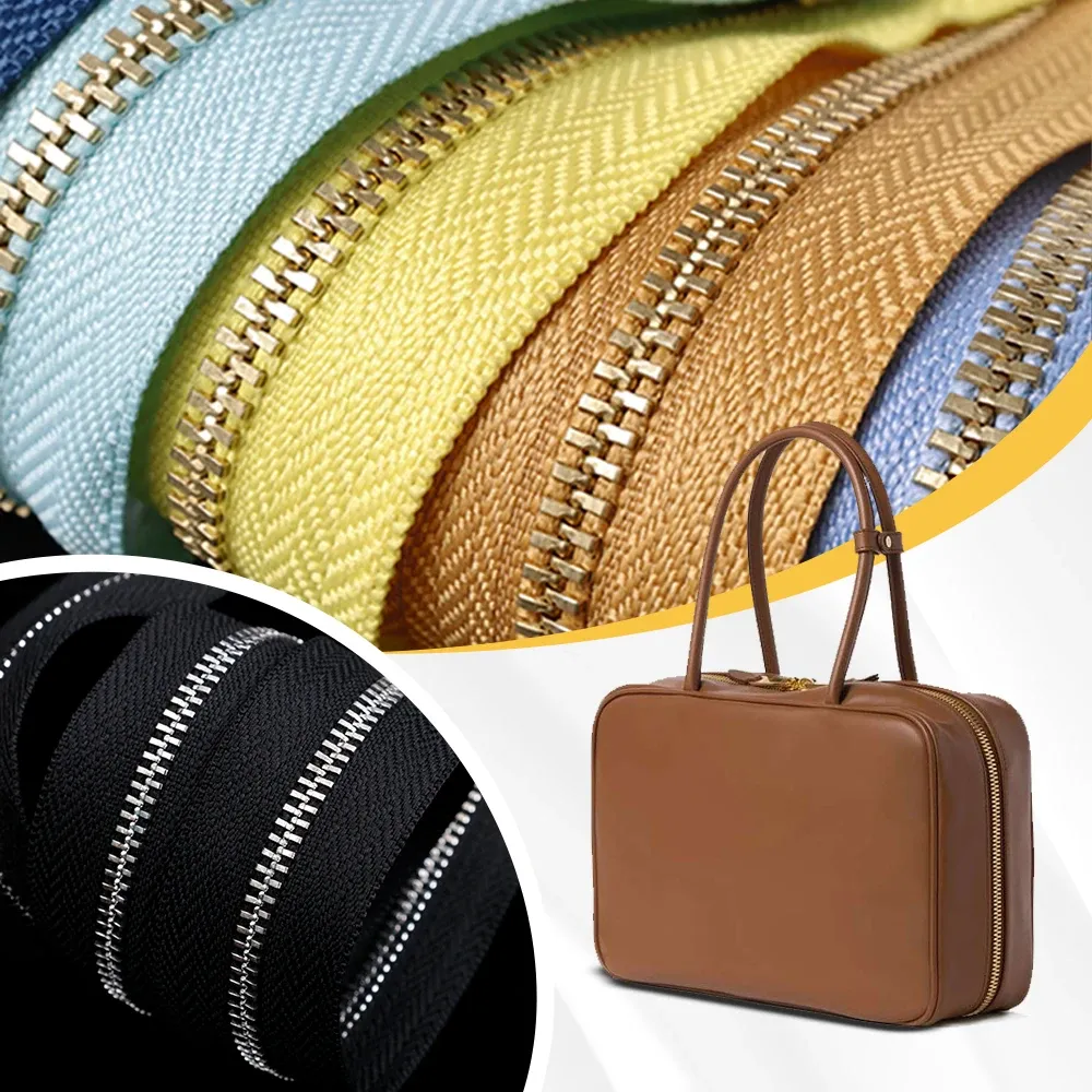 Customized 5# 8# 10# Metal Zippers Long Chain For Clothing Jeans Bags Plating Coil Nickel Brass Durable High Quality Zips Rolls