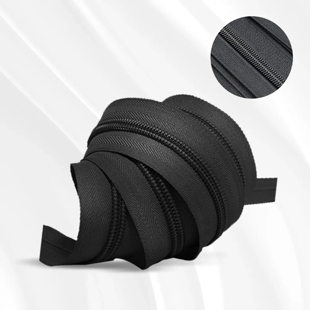 Free Sample Cheap Price Black #5 2.6kg / 200 Yard Long Chain Nylon Zipper Rolls Hot Sale Factory Direct For Bag Clothes Luggage
