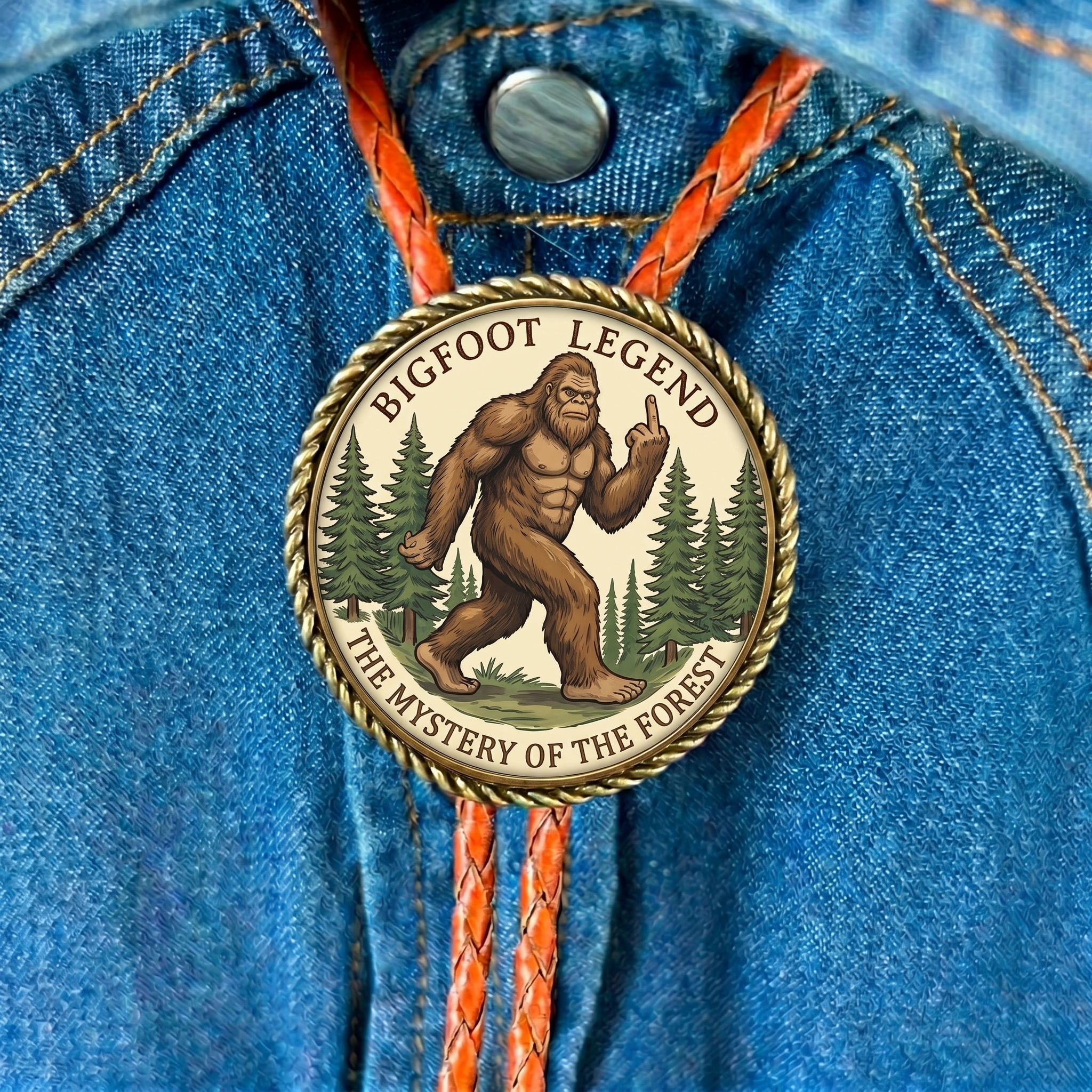 🦍 Bigfoot Legend Bolo Tie – Western Leather Necktie