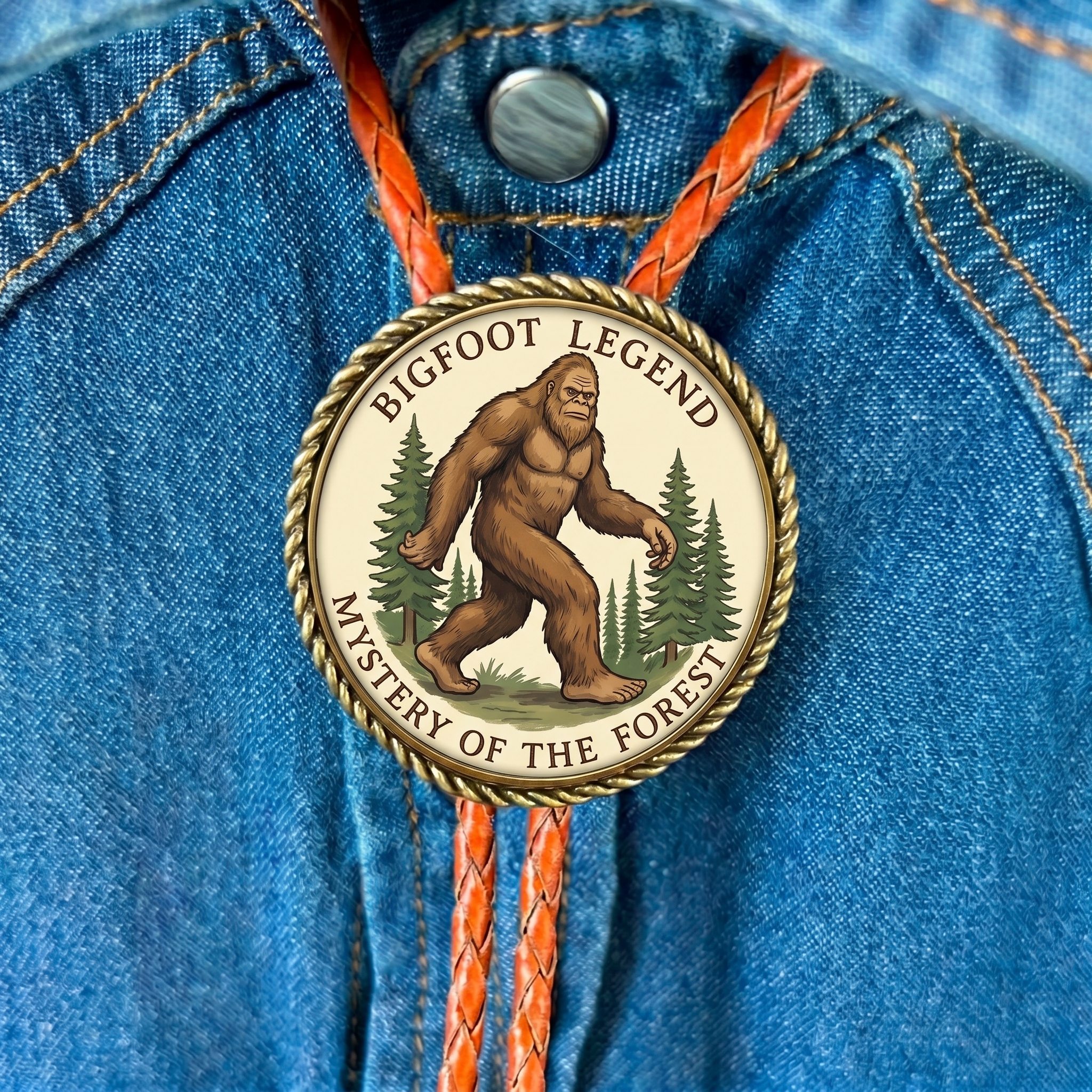 🦍 Bigfoot Legend Bolo Tie – Western Leather Necktie
