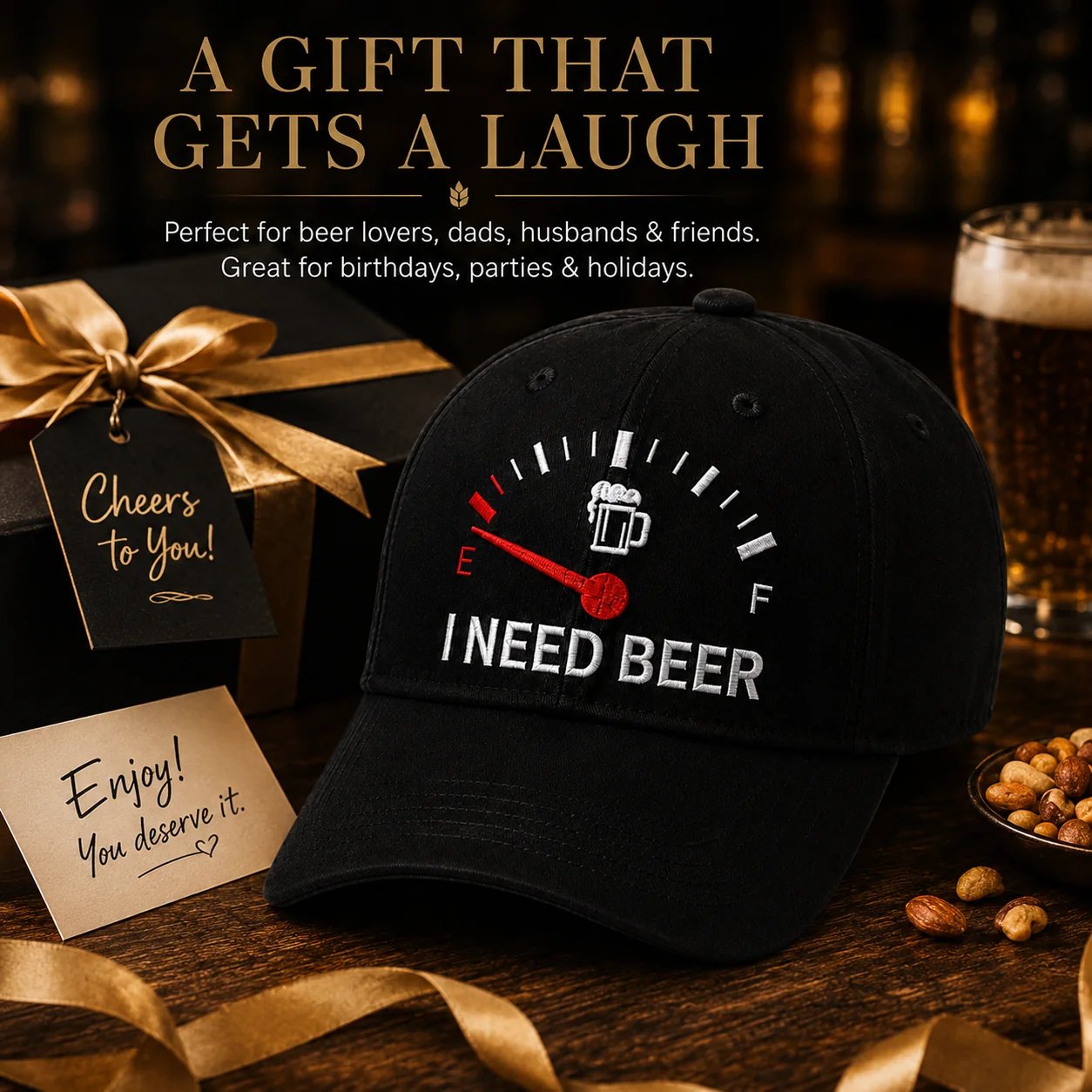 🍺 I NEED BEER Embroidered Baseball Cap – Unisex Memorial Hat🧢 100% Cotton