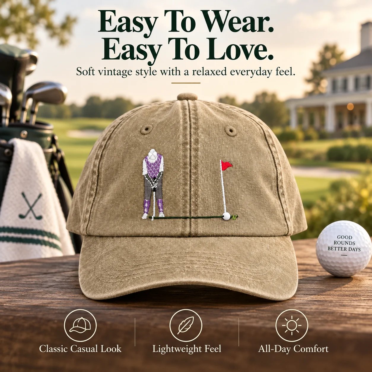 ⛳ Putt It In! Interactive Golf Cap – Vintage Washed Moving Ball Hat