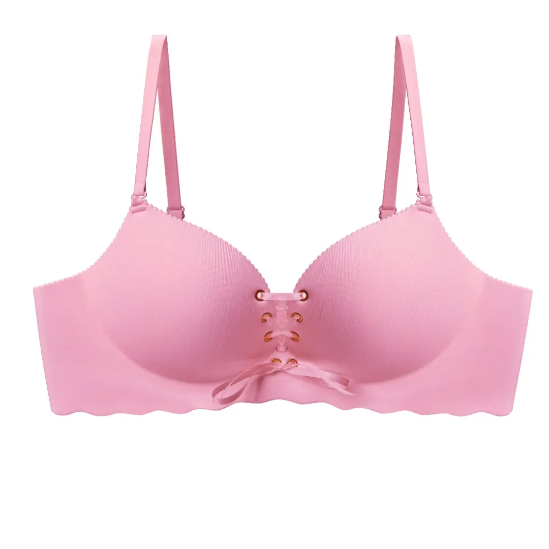 Women's Drawstring Push Up Bra | Instant Cleavage & Anti-Sagging | Add 2 Cups Padded Wireless Strapless Bras Comfort Bra for A B C Cups Womenswear Minimalist Pink