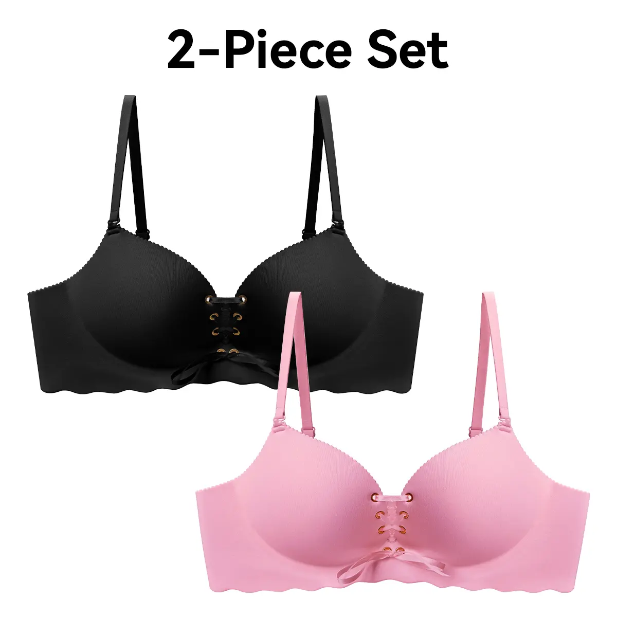 Women's Drawstring Push Up Bra | Instant Cleavage & Anti-Sagging | Add 2 Cups Padded Wireless Strapless Bras Comfort Bra for A B C Cups Womenswear Minimalist Pink