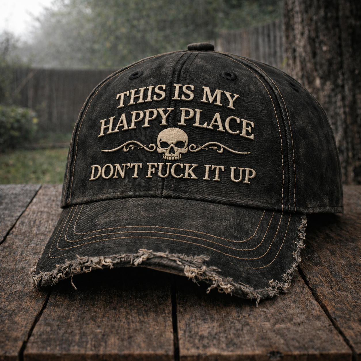 💀🔧"This Is My Happy Place" Embroidered Hat