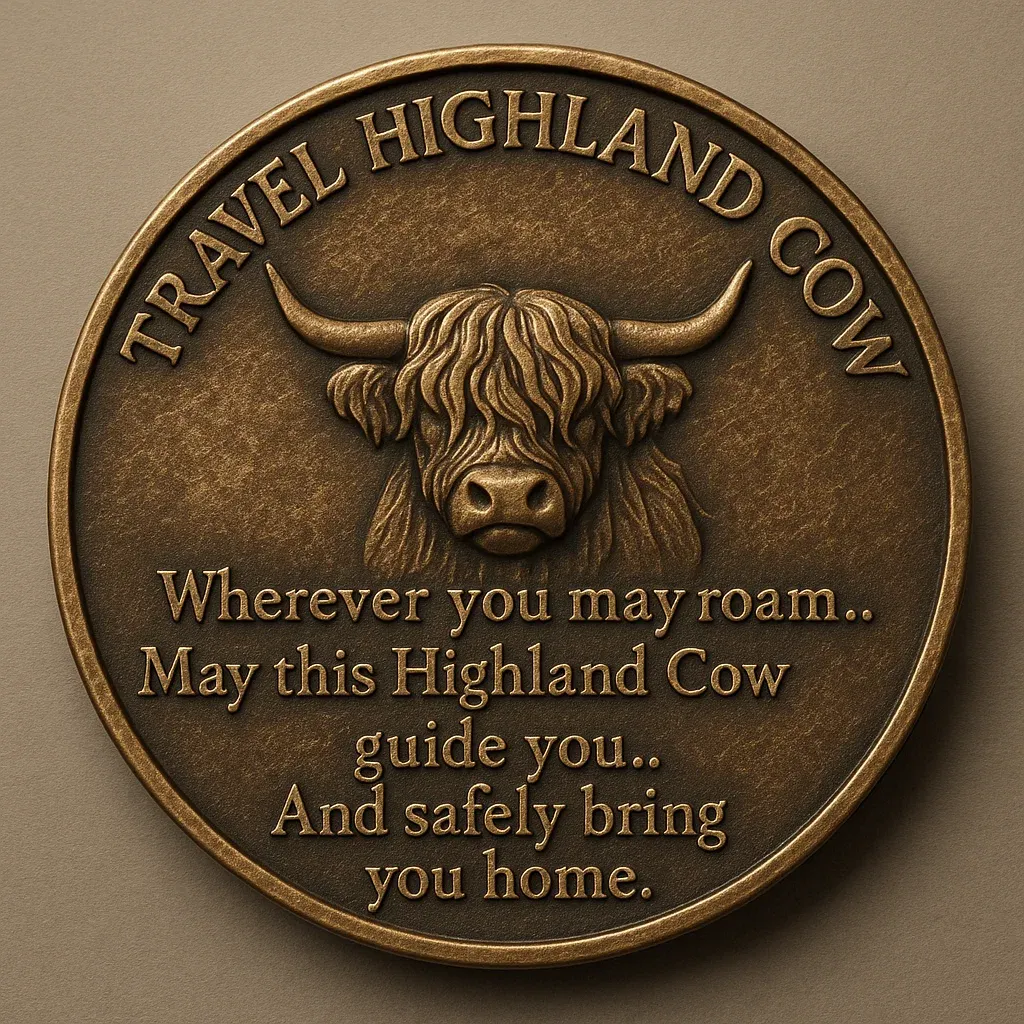 Travel Highland Cow Coin