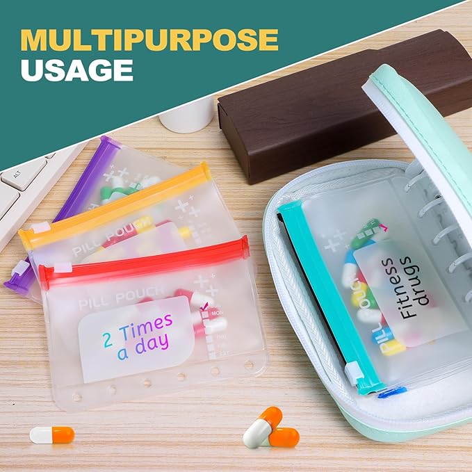 💊 A7 Waterproof Pill Organizer – 7 Large Zippered Pouches for A7 Binder