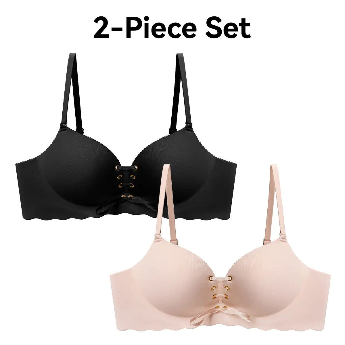 Women's Drawstring Push Up Bra | Instant Cleavage & Anti-Sagging | Add 2 Cups Padded Wireless Strapless Bras Comfort Bra for A B C Cups Womenswear Minimalist Pink