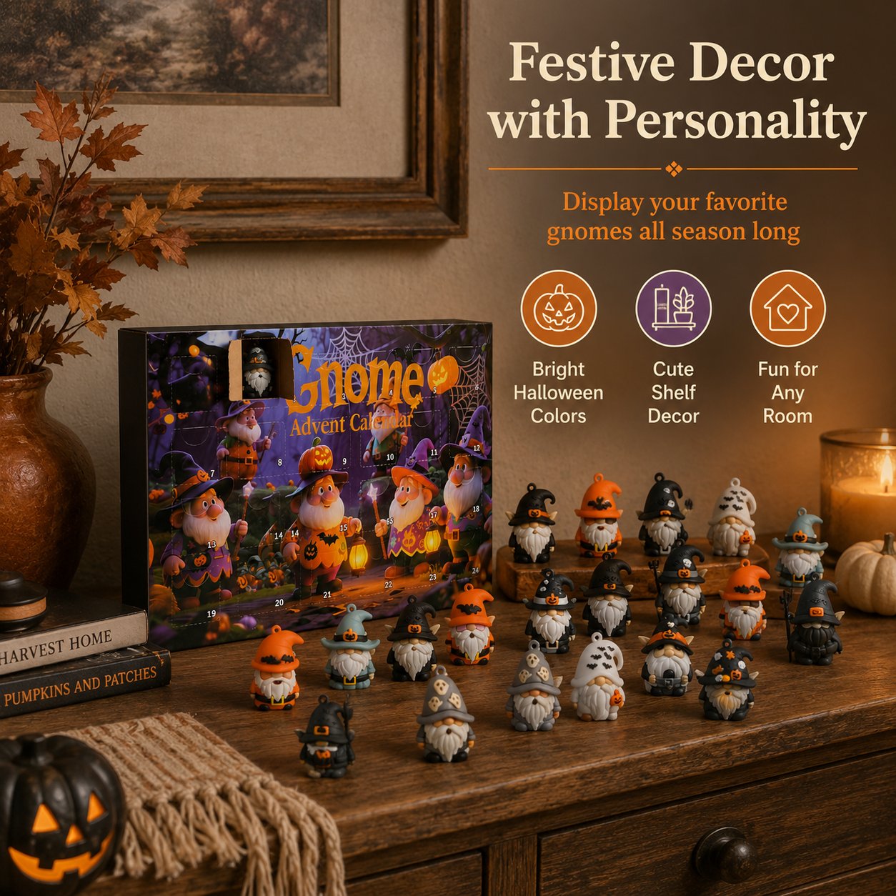 🎃 24 Days of Halloween Gnome Surprise Figures Advent Calendar Box