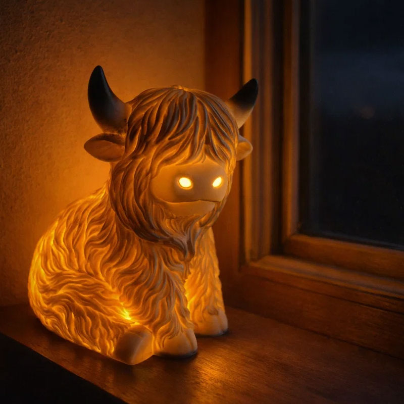🐮 The Cozy Highland Glow: Highland Cattle Lamp