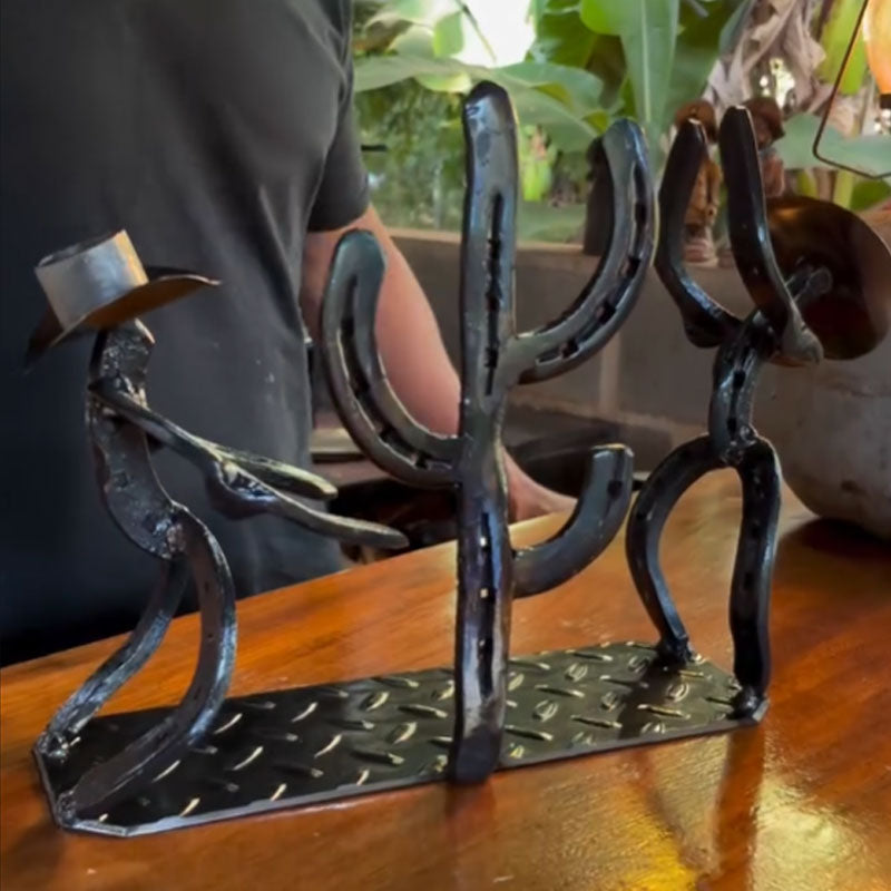 Western Cowboy & Cactus Wine Bottle Holder
