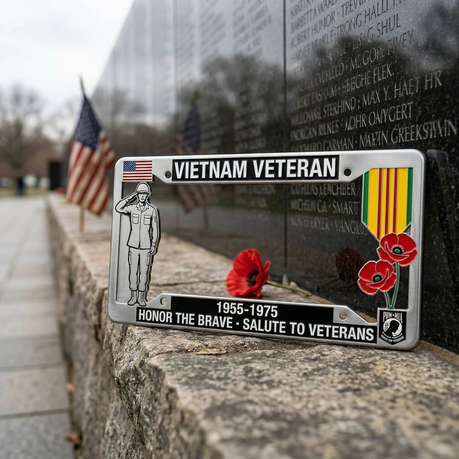 🎖️🦅Vietnam Veteran Tribute License Plate Frame | Perfect for Front & Rear Use