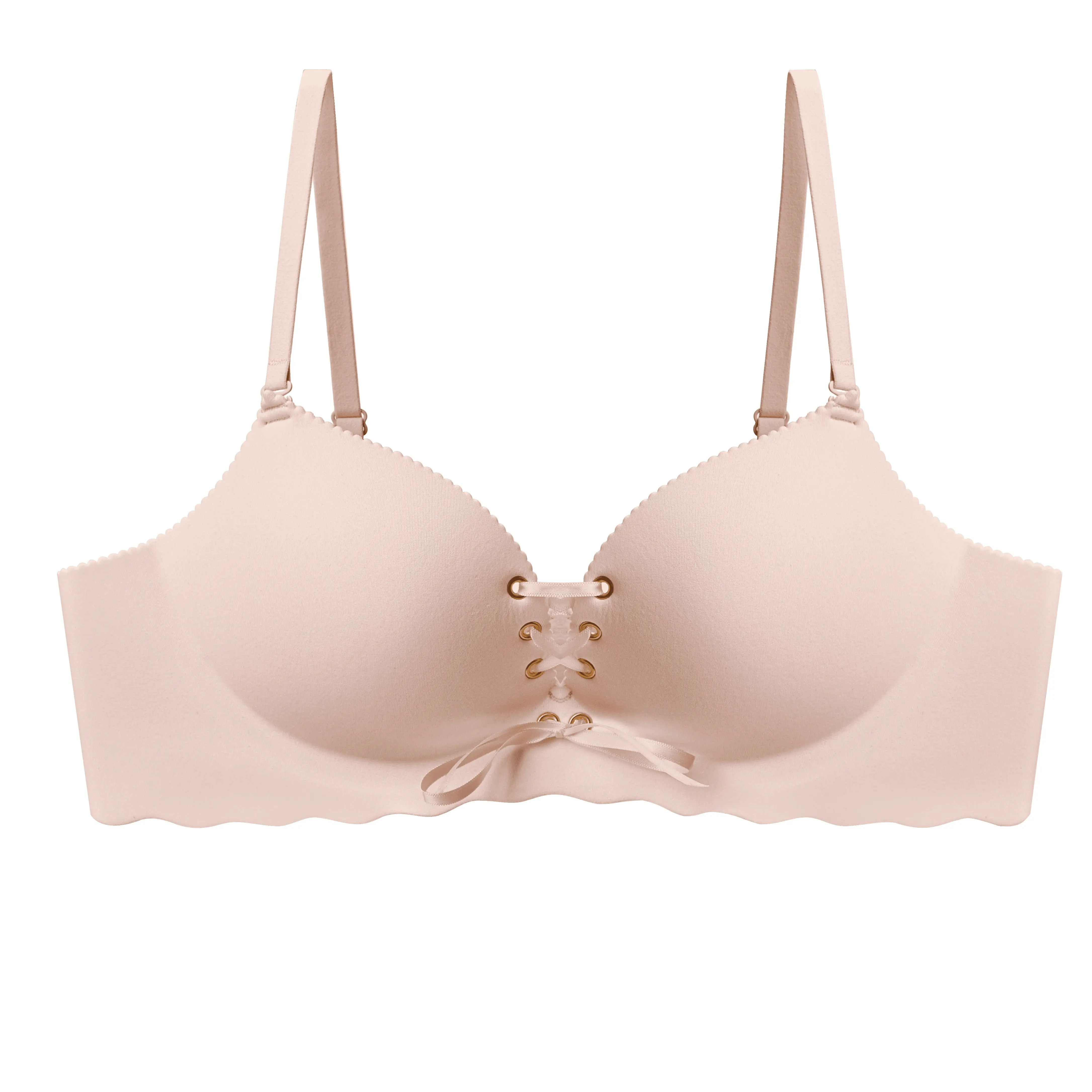 Women's Drawstring Push Up Bra | Instant Cleavage & Anti-Sagging | Add 2 Cups Padded Wireless Strapless Bras Comfort Bra for A B C Cups Womenswear Minimalist Pink