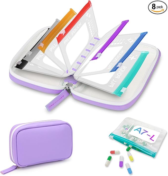 💊 A7 Waterproof Pill Organizer – 7 Large Zippered Pouches for A7 Binder