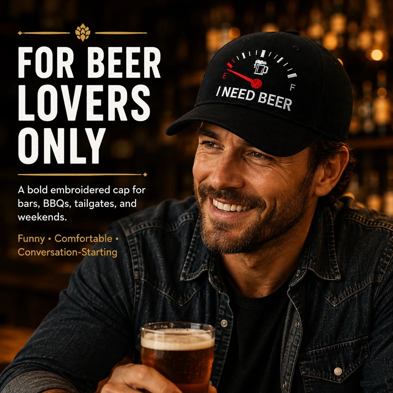 🍺 I NEED BEER Embroidered Baseball Cap – Unisex Memorial Hat🧢 100% Cotton