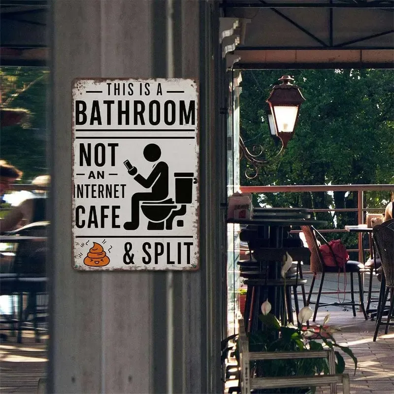 🎁Funny Bathroom Wall Decor Metal Sign Vintage This Is A Bathroom Not An Internet Cafe