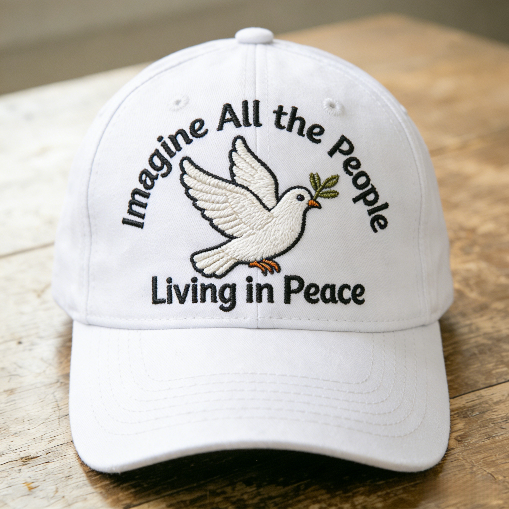 "Imagine All the People Living in Peace" Embroidered Baseball Cap