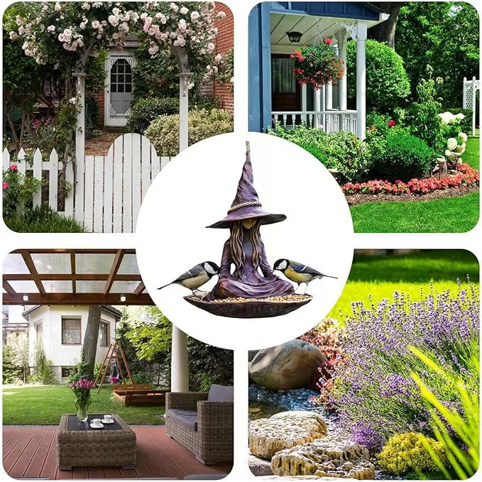🧙‍♀️Meditating Witch Garden Bird Feeder