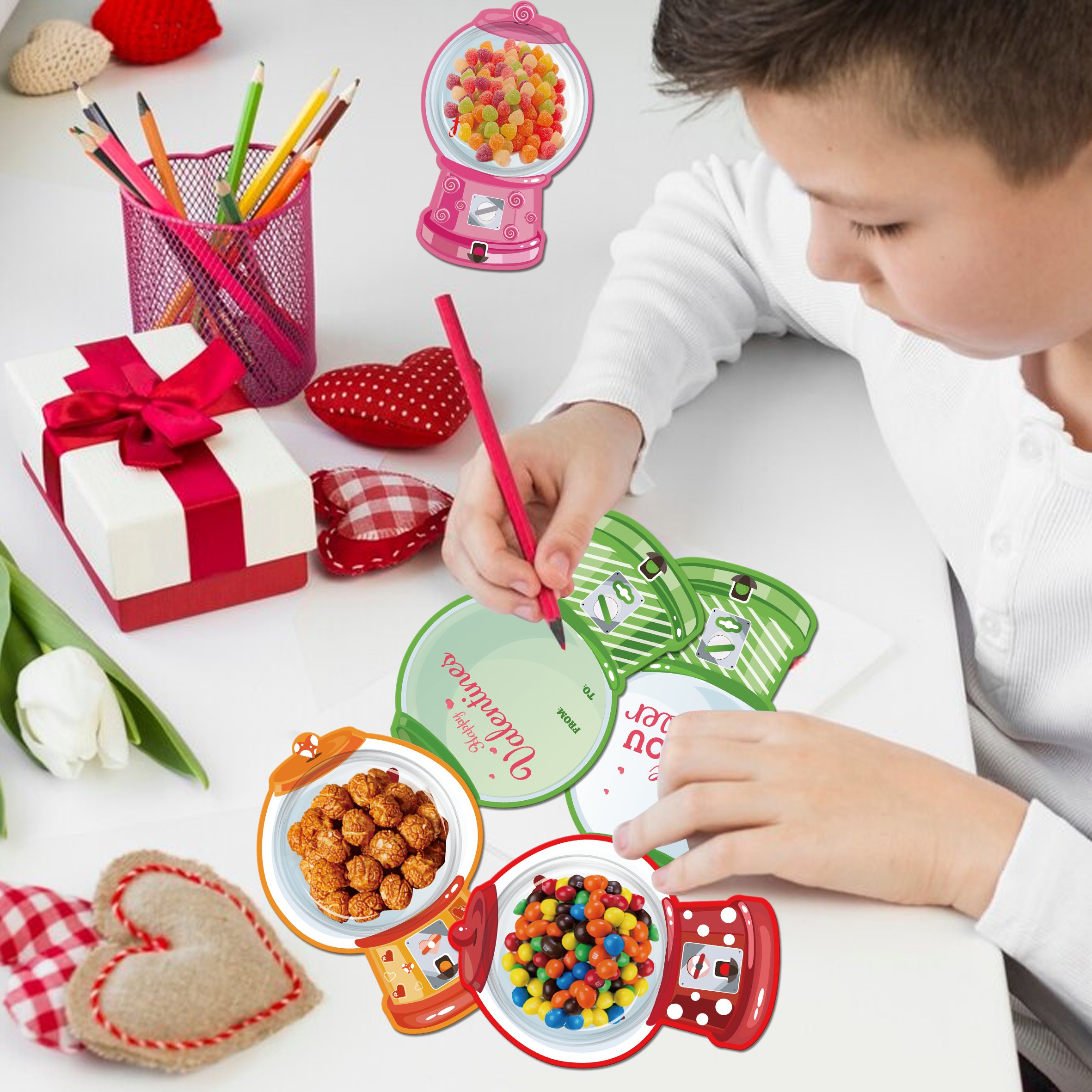 Candy Cards Gift Set | 36/18 Pcs with Plastic Domes, DIY Treat Holders for Classroom Exchange, Kids & Couples 💝🎁🍬