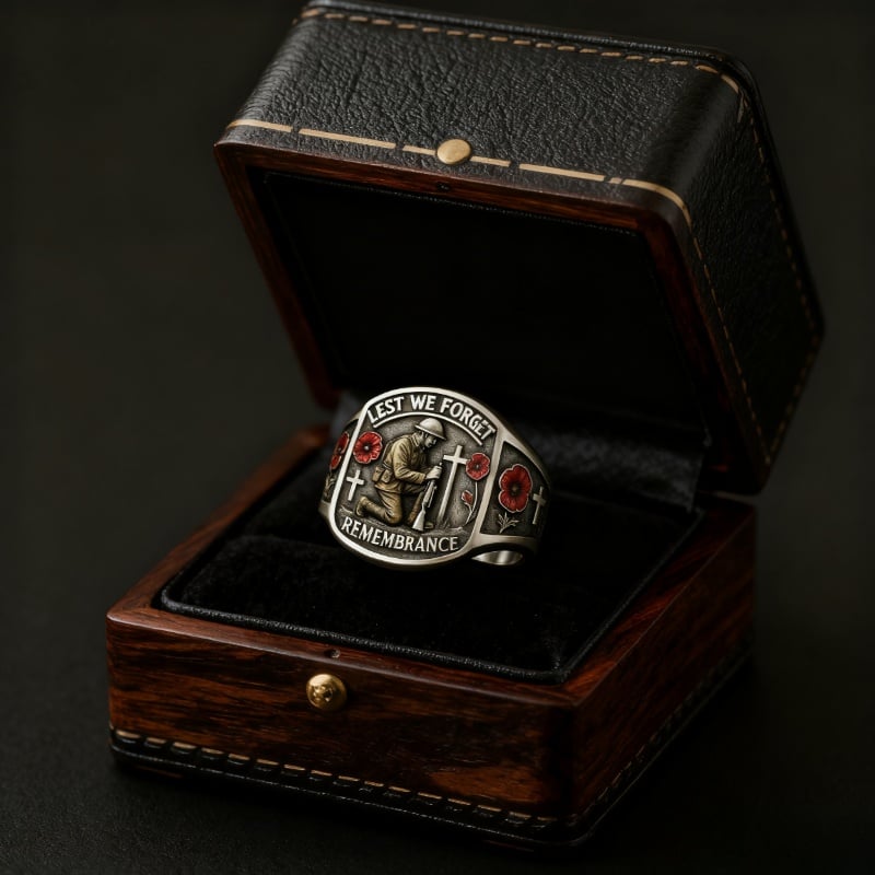 🌹 2026 Remembrance Soldier Ring 💍 Lest We Forget — Honoring the Fallen