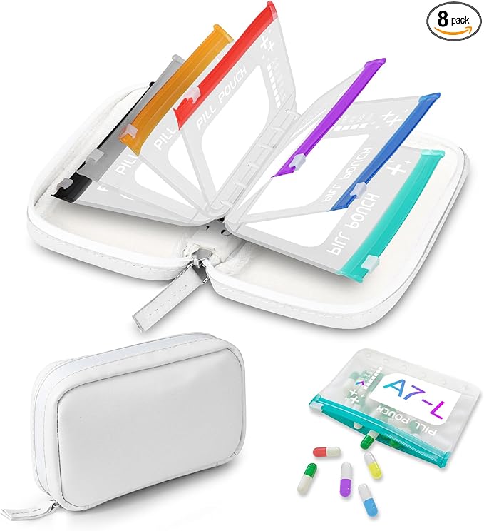 💊 A7 Waterproof Pill Organizer – 7 Large Zippered Pouches for A7 Binder