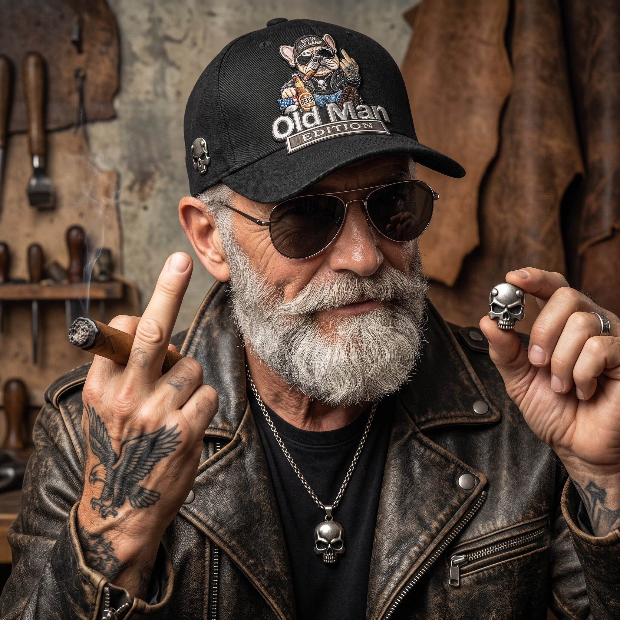 "Old Man Edition" Rebellious Bulldog Embroidered Baseball Cap