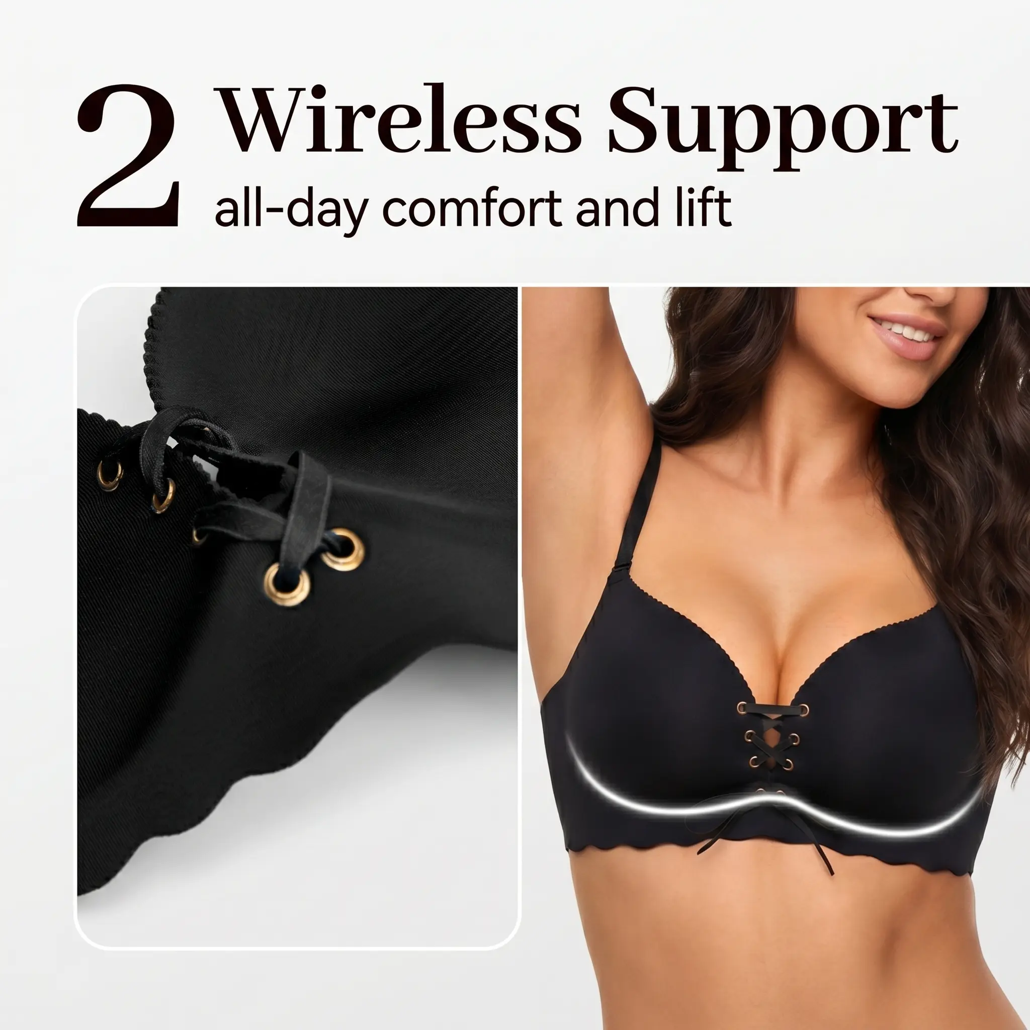 Women's Drawstring Push Up Bra | Instant Cleavage & Anti-Sagging | Add 2 Cups Padded Wireless Strapless Bras Comfort Bra for A B C Cups Womenswear Minimalist Pink