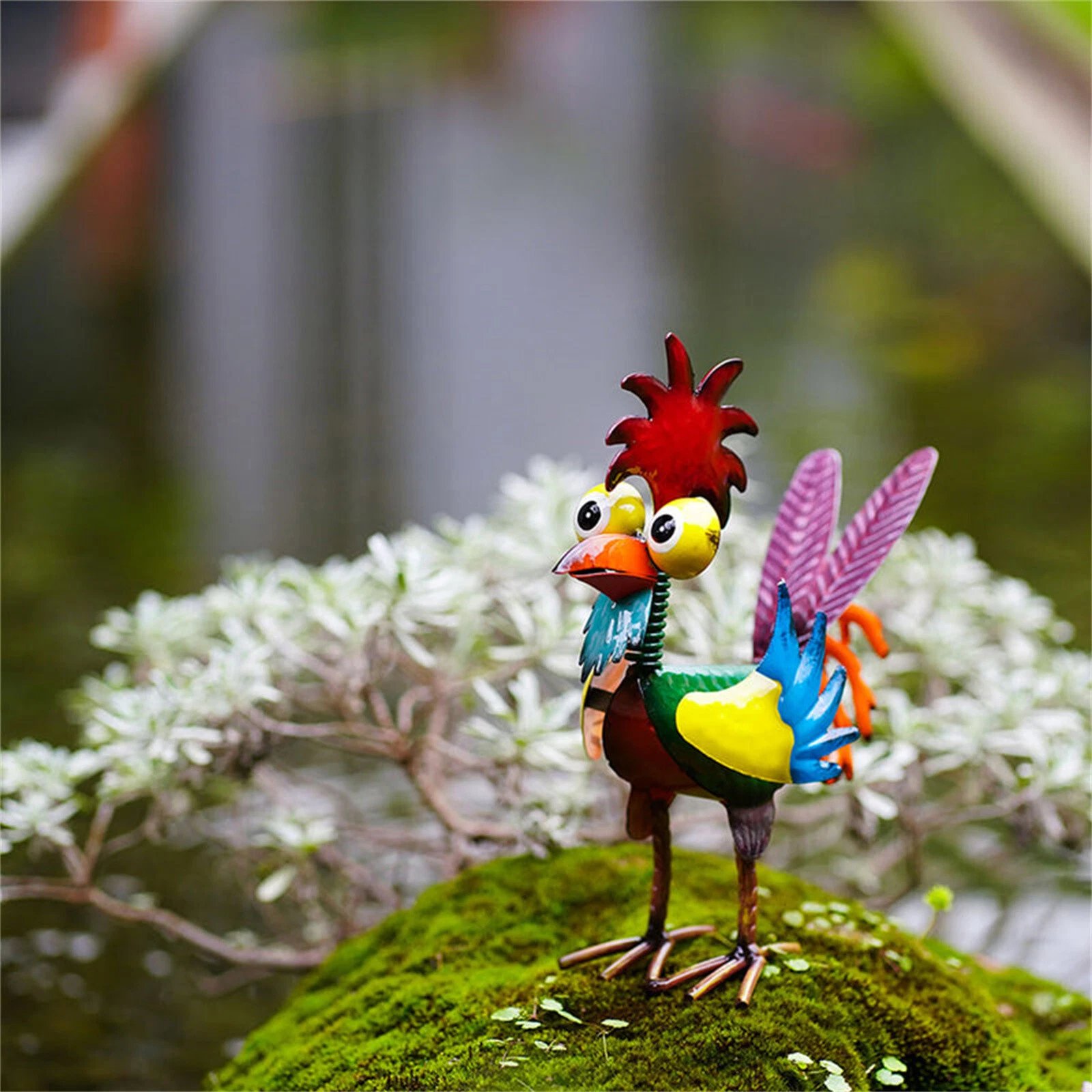 Colorful Metal Rooster Garden Statue 🐓 | Artistic Farmhouse Decor & Rust-Proof Patio Sculpture ✨