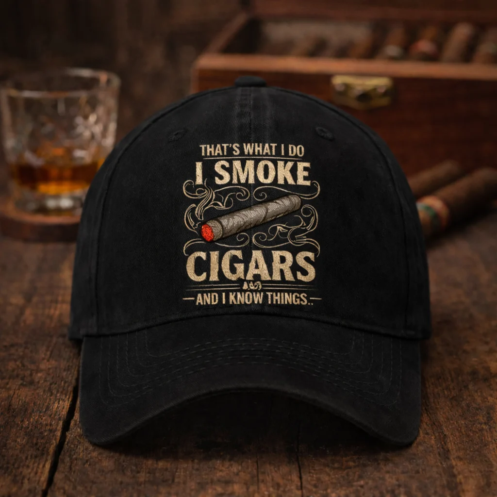 “That's What I Do I Smoke Cigars And I Know Things” Baseball Cap